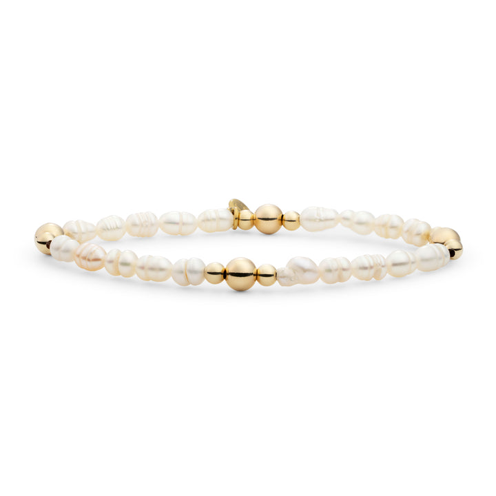 Armband gemaakt van echte parels voor dames met gouden accenten #kleur_goud
