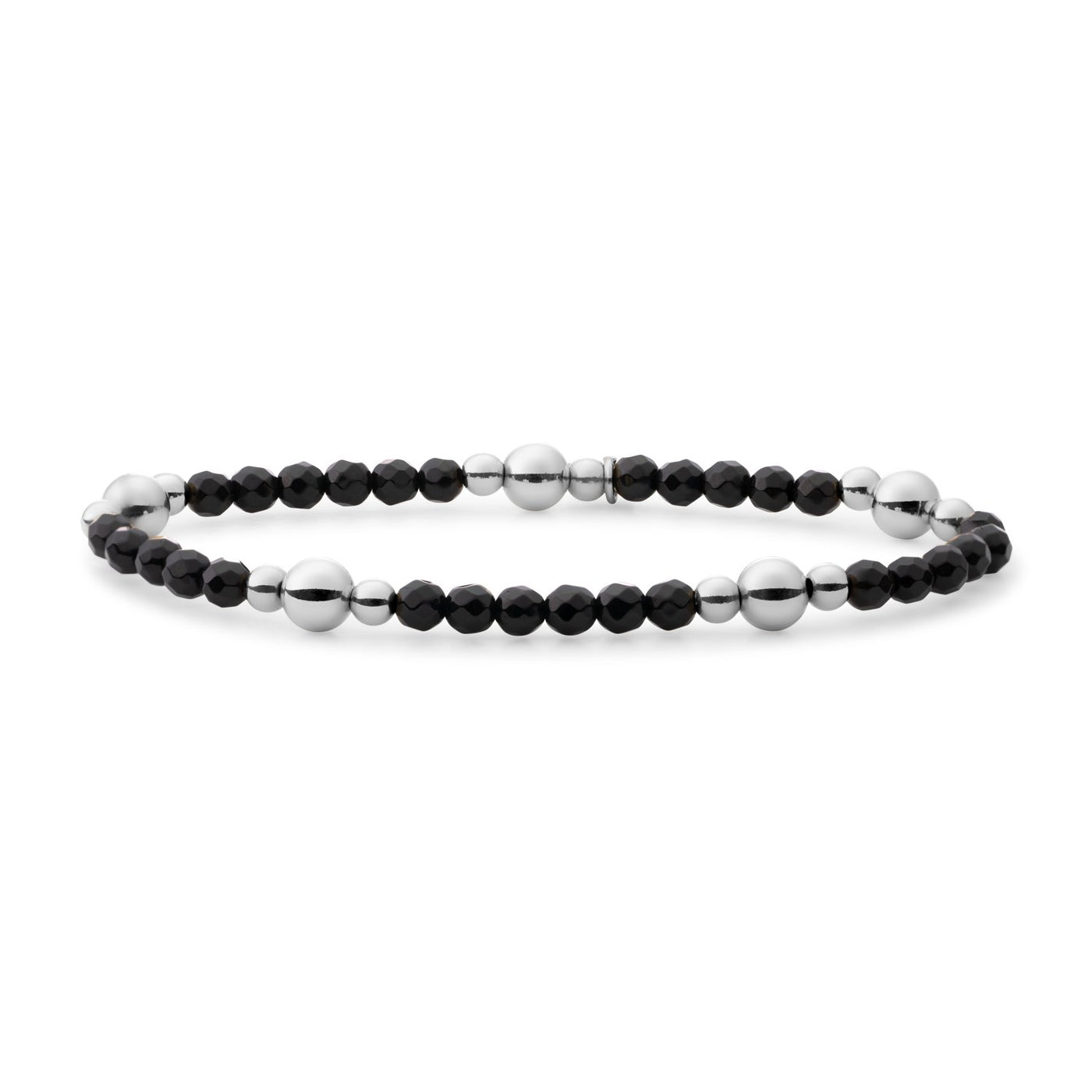 Echt zilveren armband die niet verkleurd met zwarte onyx edelstenen #kleur_zilver