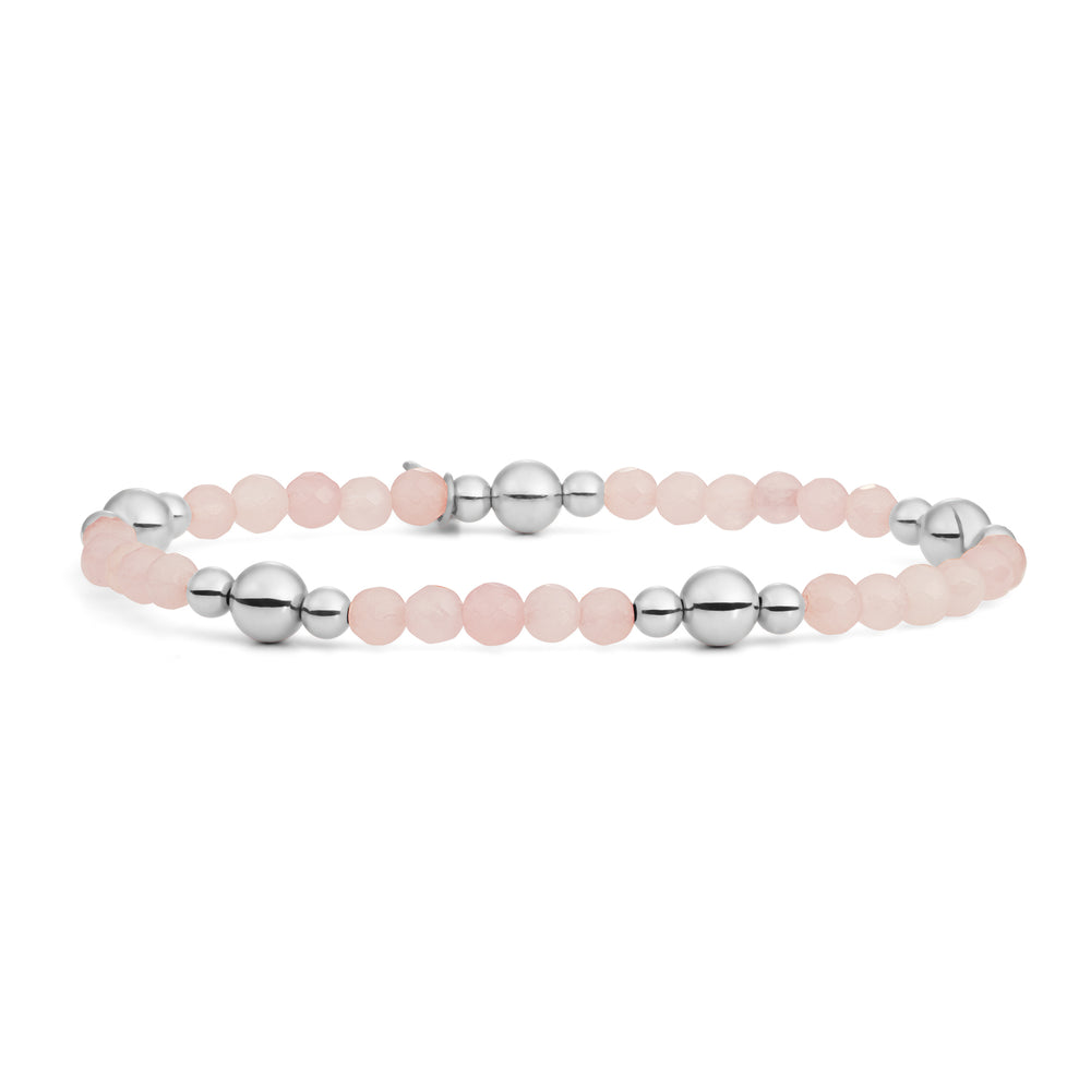 Zilveren armbanden voor vrouwen met echte edelstenen gemaakt van Rose Quartz #kleur_zilver