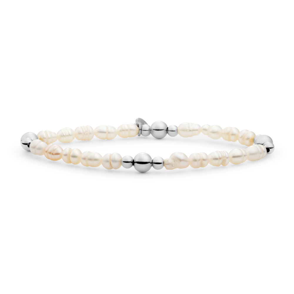 Echt zilveren armband om mee te zwemmen met echte parel edelsteen van Sparkling #kleur_zilver