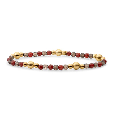 Coral Red Jade & Smoky Quartz Bold Mix Bracelet