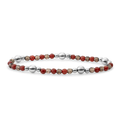 Coral Red Jade & Smoky Quartz Bold Mix Bracelet