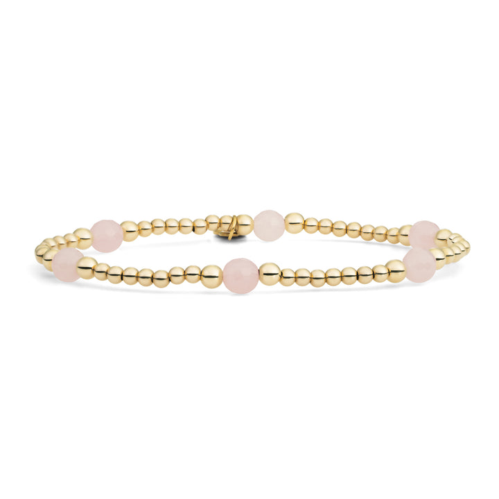 Edelsteen armband met rose quartz in goud kleur #kleur_goud