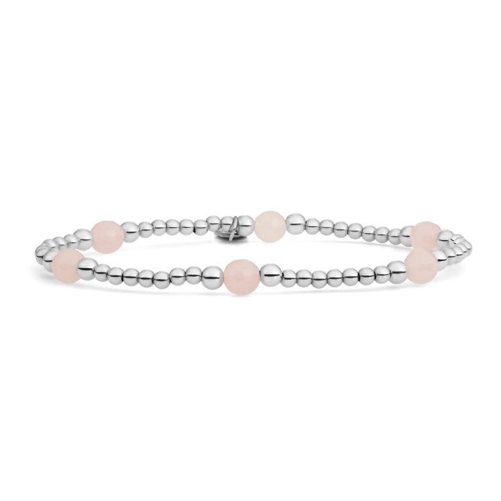 Sparkling armband met rose quarts edelstenen in zilver kleur #kleur_zilver