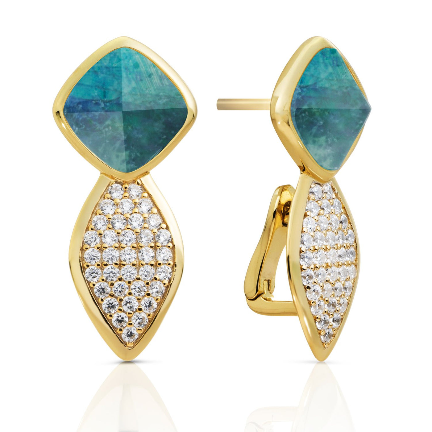 Edge Crystal Labradorite Push Back Earrings