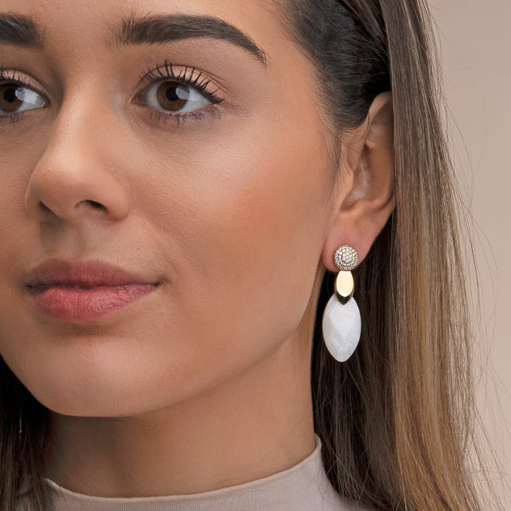 The Core Crystal Push Back Earrings | Gold Plated