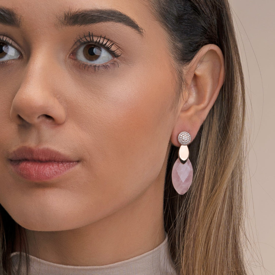 The Core Crystal Push Back Earrings | Rose Gold Plated