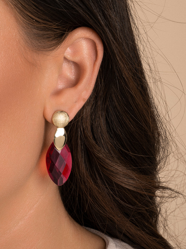 Fuchsia Quartz Leaf Earring Gemstones