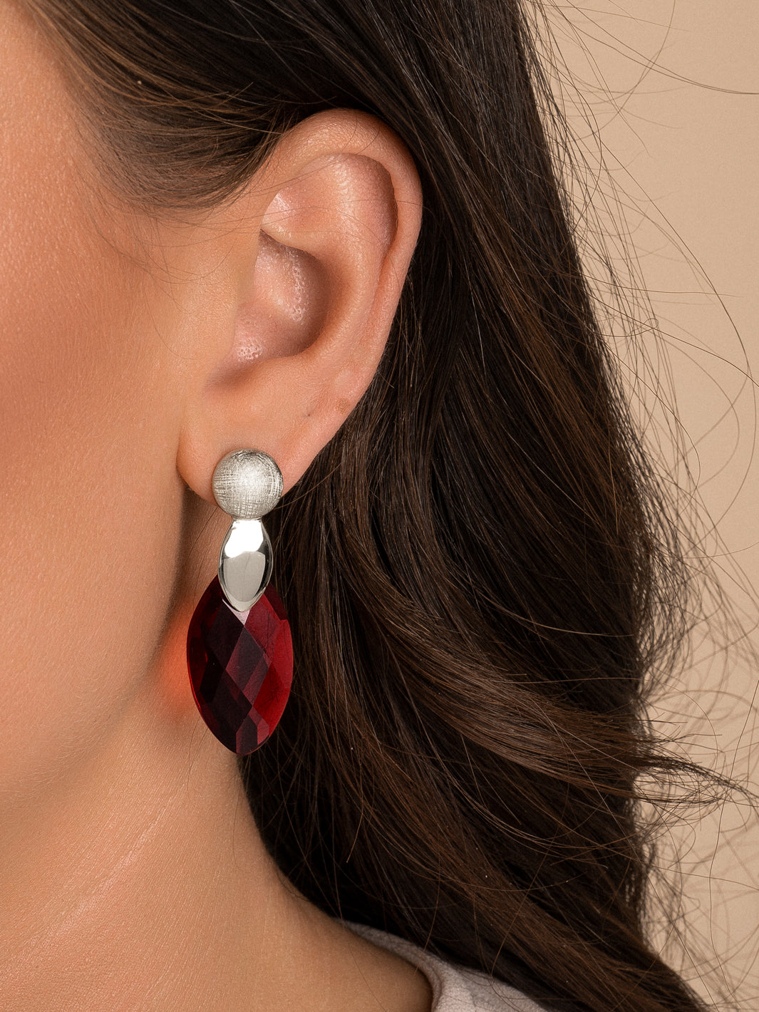 Ruby Quartz Leaf Earring Gemstones