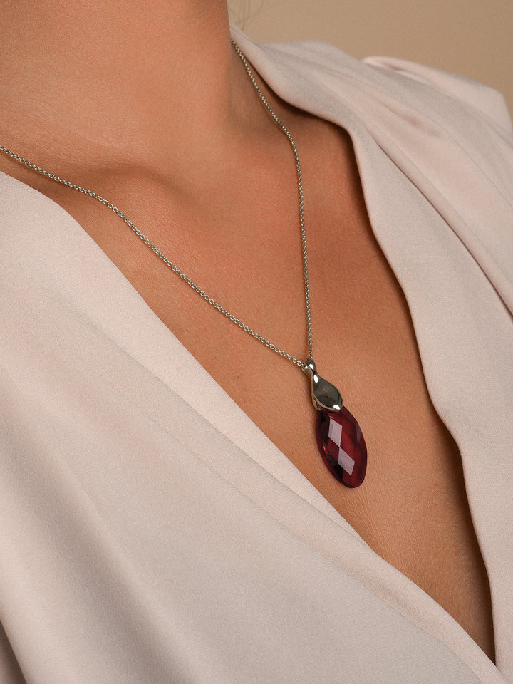 Ruby Quartz Leaf Necklace Gemstones
