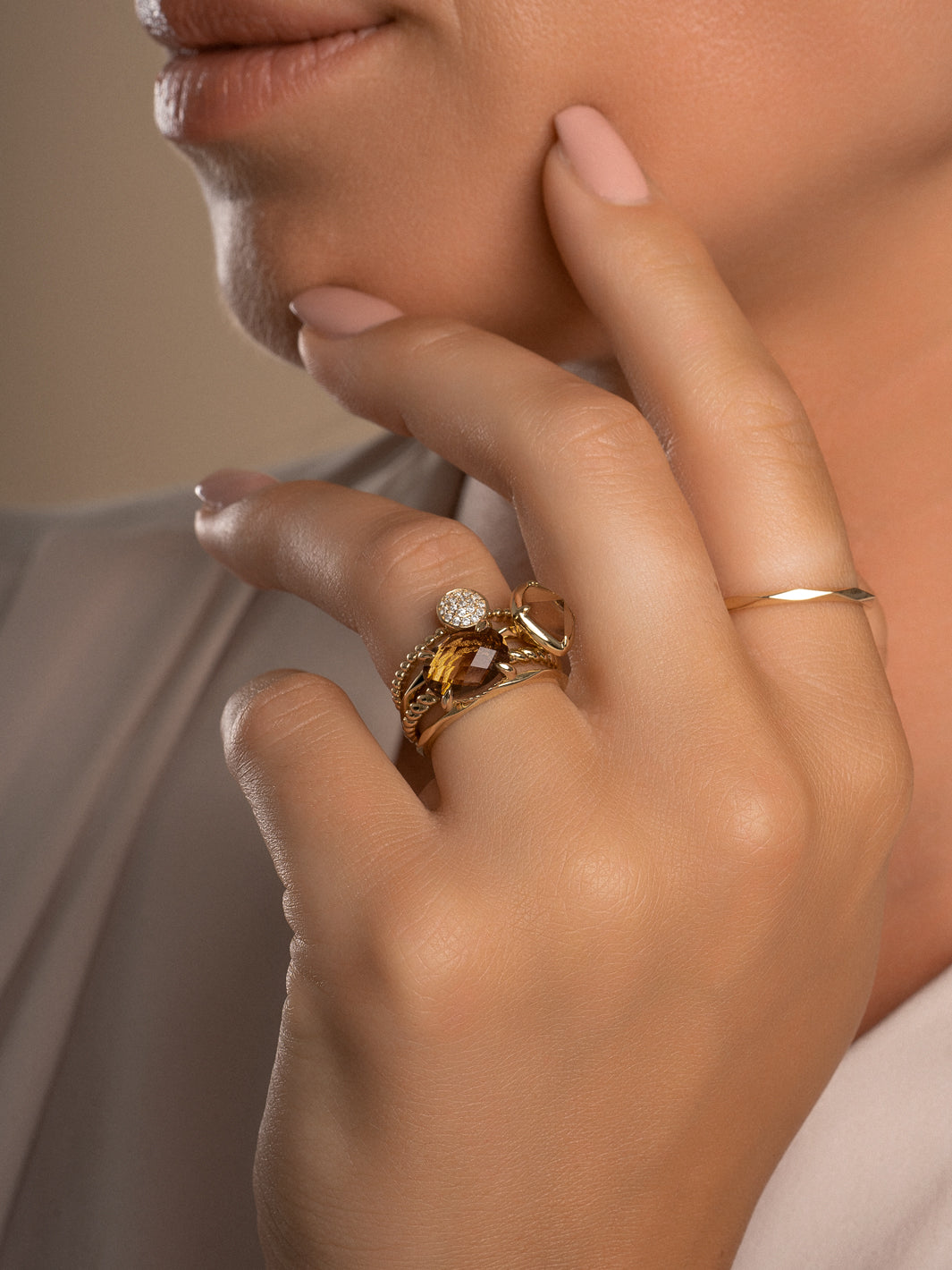 Edge Ring Smoky Quartz | 9 karaat