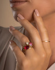 Twist Ring Fuchsia Quartz | 9 karaat