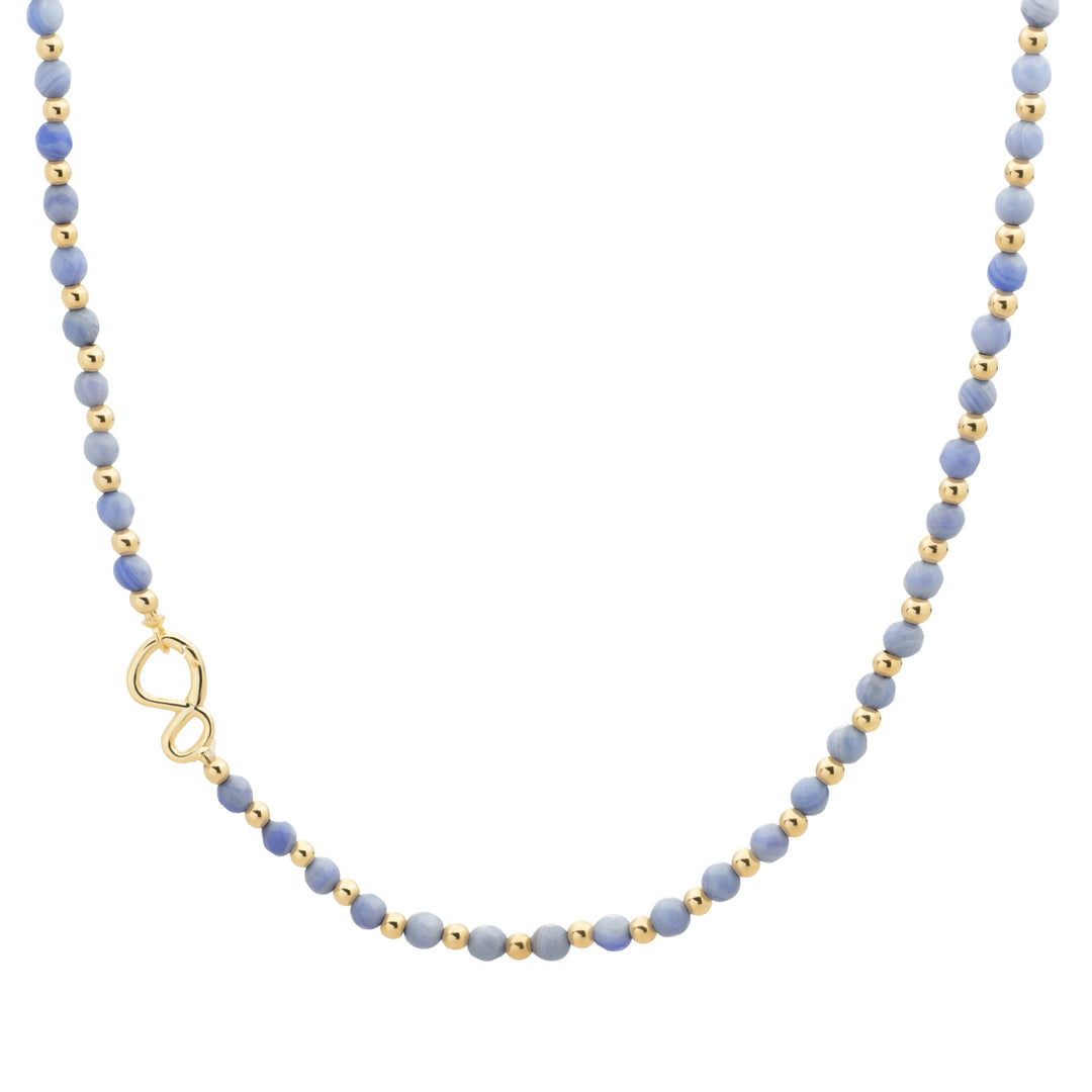 goudkleurige ketting met edelstenen van blue lace agate van Sparkling