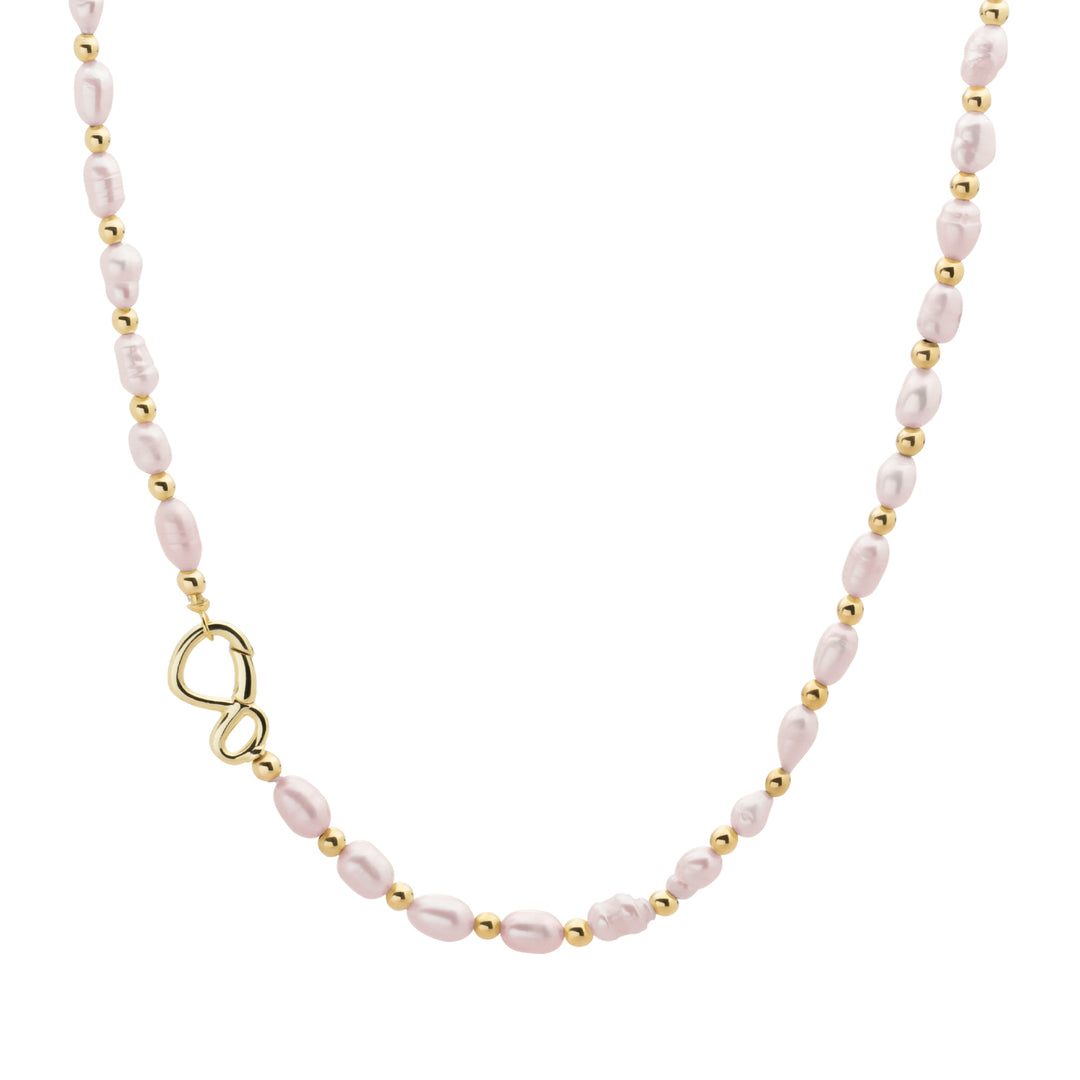 Link necklace Lavender Pearl Mix Gold Plated