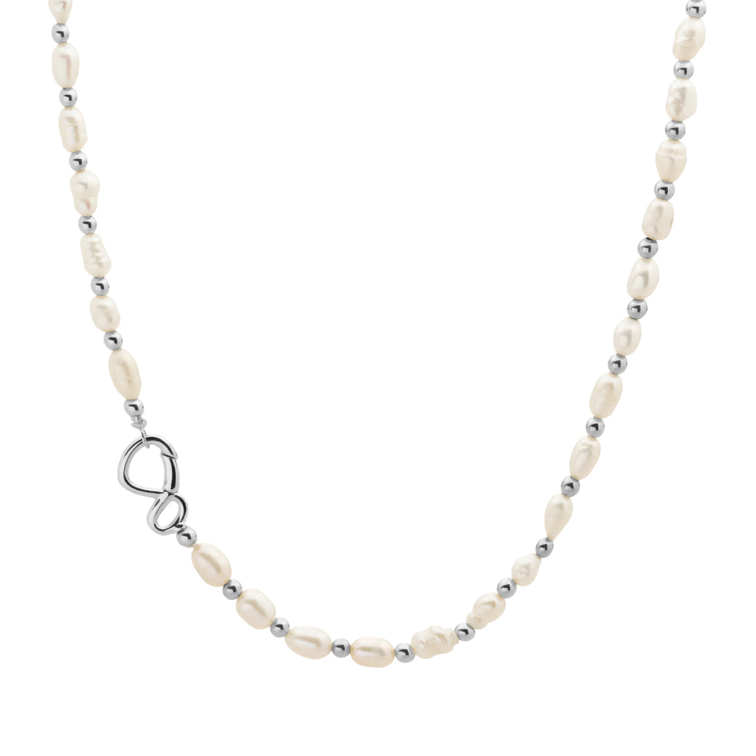Link necklace Pearl Mix Silver
