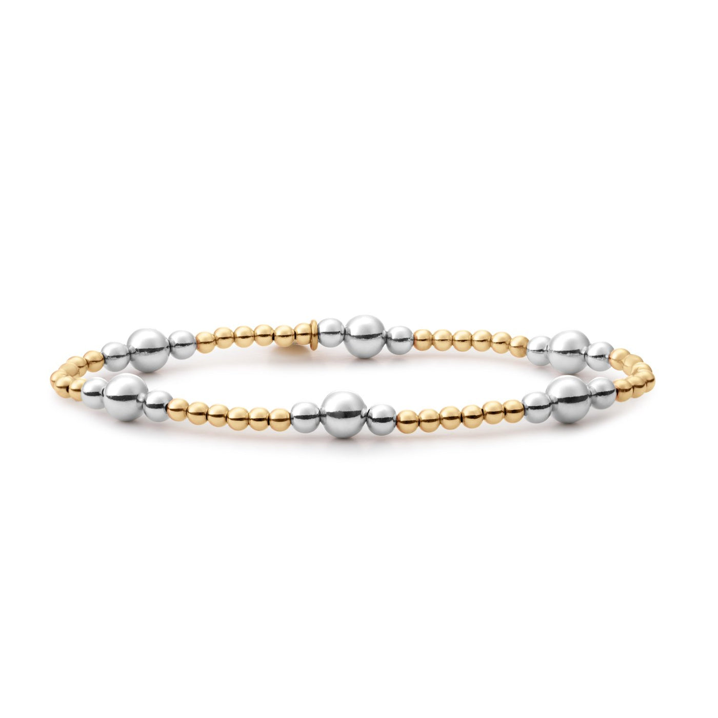 Bicolor kralenarmband met zilveren en gouden kralen 3mm 4mm 6mm Sparkling Jewels