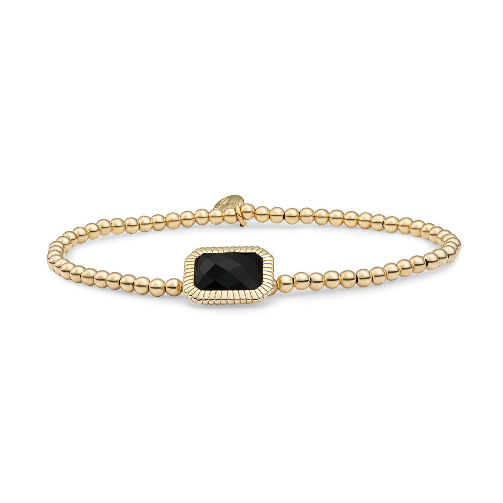Gouden armband voor dames met zwarte steen #kleur_goud