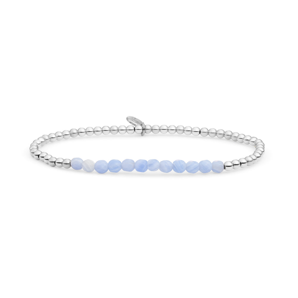 Zilveren kralen armband met edelstenen de blue lace agaat edelstenen #kleur_zilver