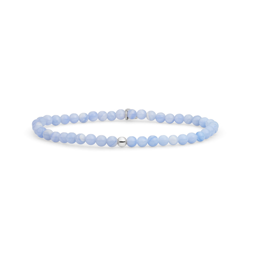 Kralen armband met echte edelsteen kralen van Sparkling kleur blue lace agaat #kleur_zilver