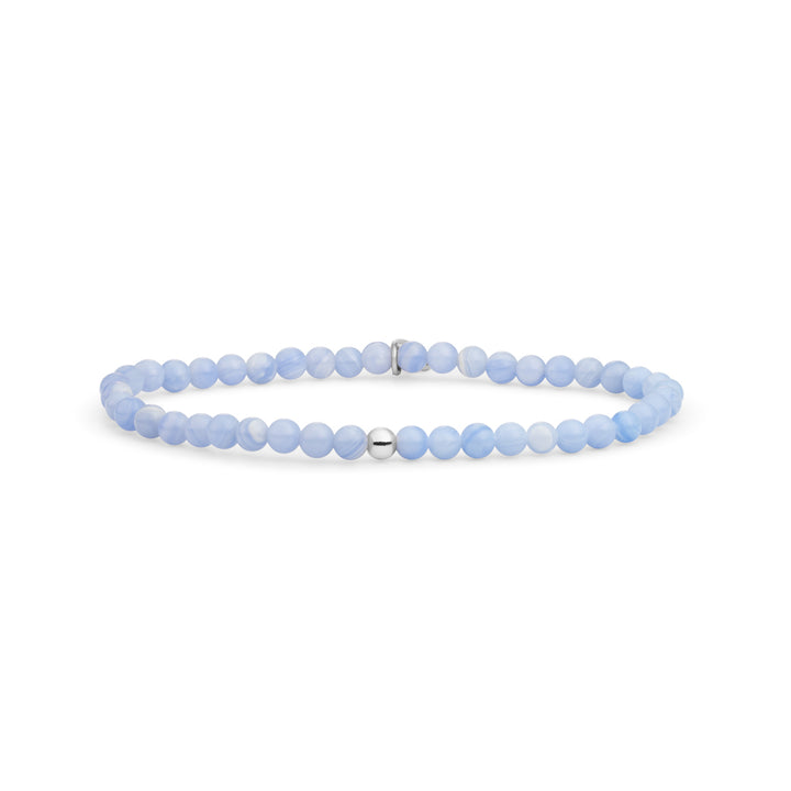 Kralen armband met echte edelsteen kralen van Sparkling kleur blue lace agaat #kleur_zilver