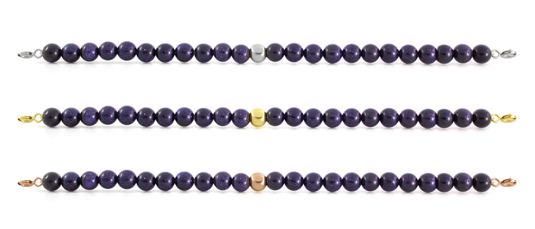 Goldstone Blue Orbit Bracelet with Clasps - 6MM - Sparkling Jewels