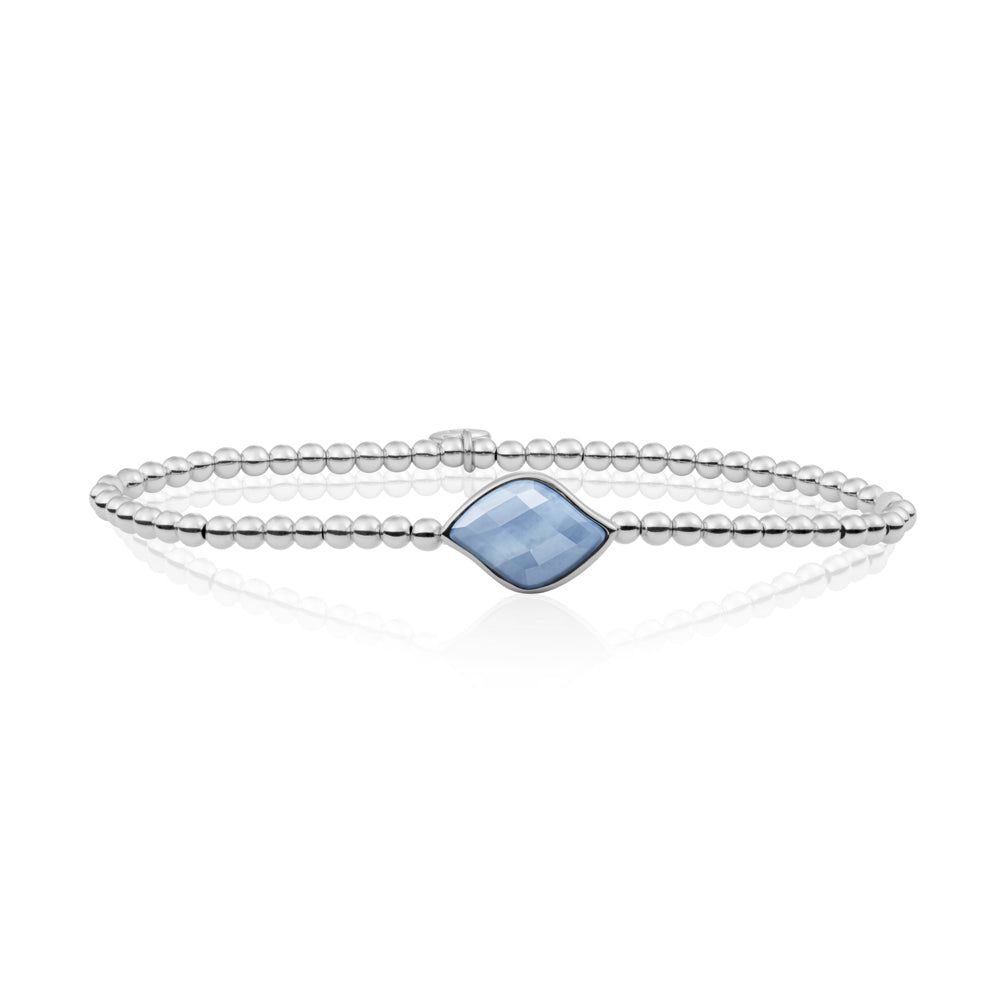 Zilveren kralen ketting met edelsteen bedel met blue lace agaat Sparkling Jewels #kleur_zilver