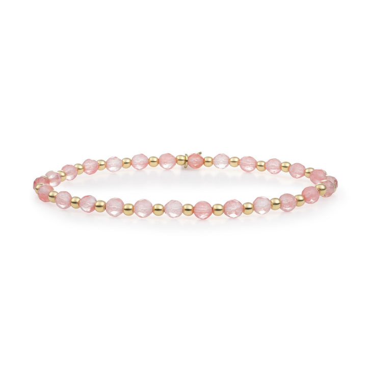 Gouden kralen armband van Sparkling Jewels met Cherry quartz edelstenen #kleur_goud