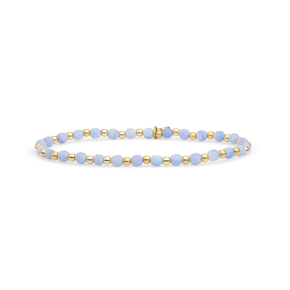 Gouden armband met gefacetteerde edelsteen kralen blue lace agaat van Sparkling Jewels #kleur_goud