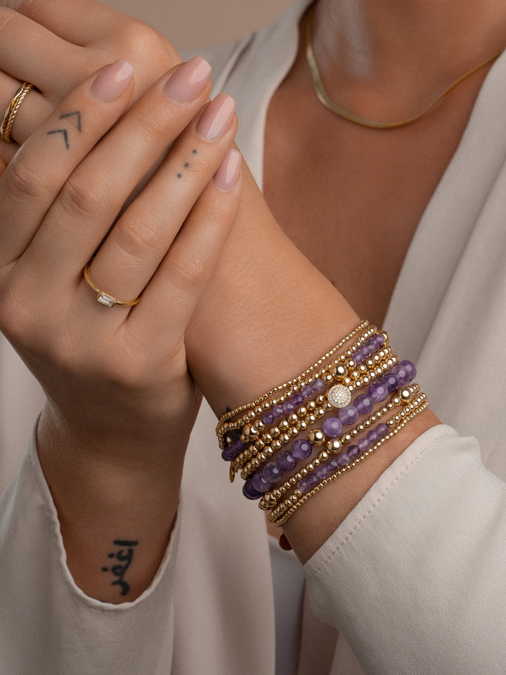 kralenarmband met paarse amethyst edelsteen voor vrouwen #kleur_goud