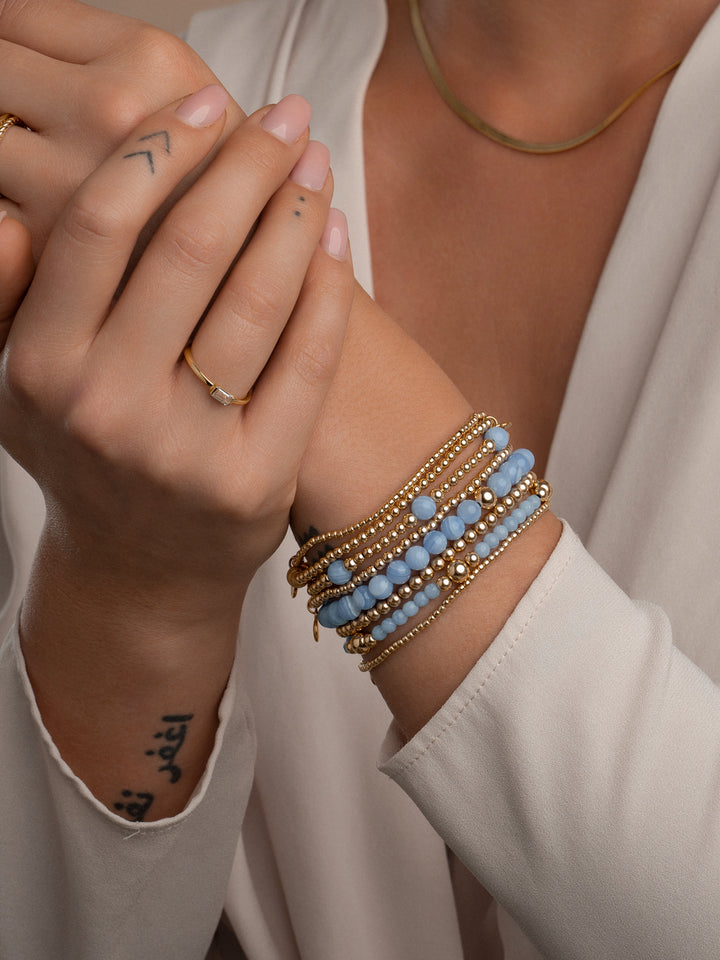 Blue lace agate armbandenset in goudkleur van Sparkling #kleur_goud