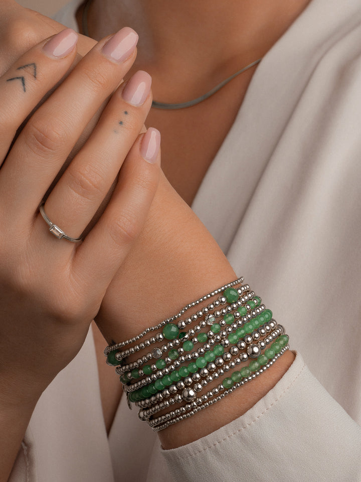 zilverkleurige armbanden met edelsteen in groene aventurijn voor dames van Sparkling#kleur_zilver