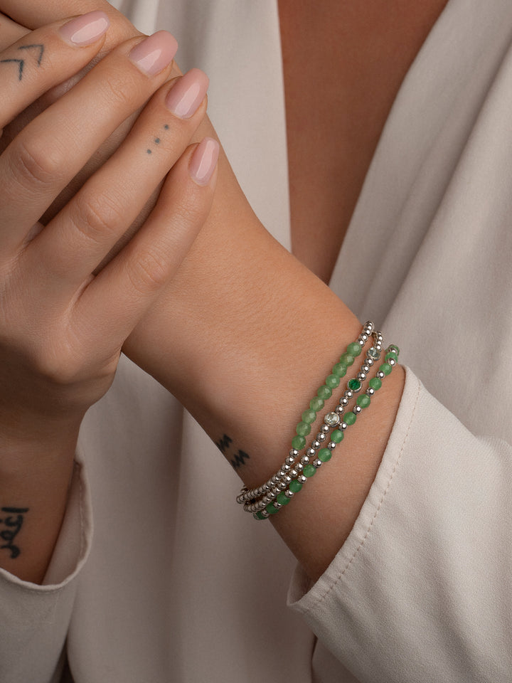 Interstellar armband voor dames in zilver met groene edelsteen #kleur_zilver