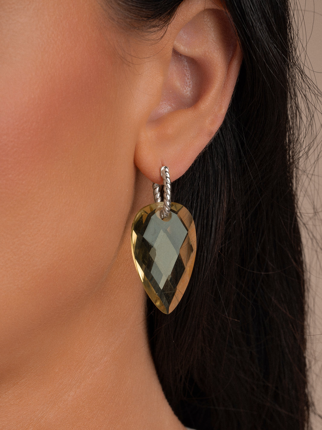 Zilveren oorbellen met lemon quartz edelsteen voor dames van Sparkling