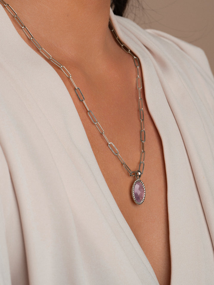 Zilveren pendant met amethist edelsteen voor aan ketting of collier van Sparkling #kleur_zilver