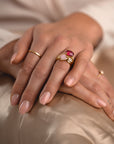 Twist Ring Fuchsia Quartz | 9 karaat