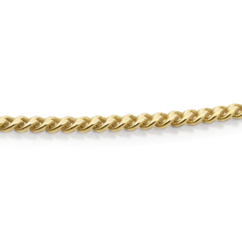Product foto close up van de schakel van de curb ketting in het goud
