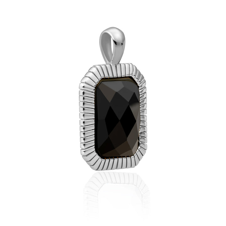 Baguette ketting pendant met echte onyx edelsteen Sparkling Jewels #kleur_zilver