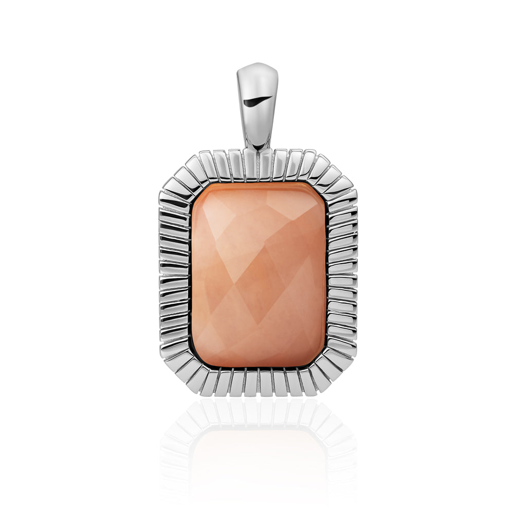 Peach kleur rhodonite edelsteen hanger zilver voor aan kettingen Sparkling Jewels #kleur_zilver