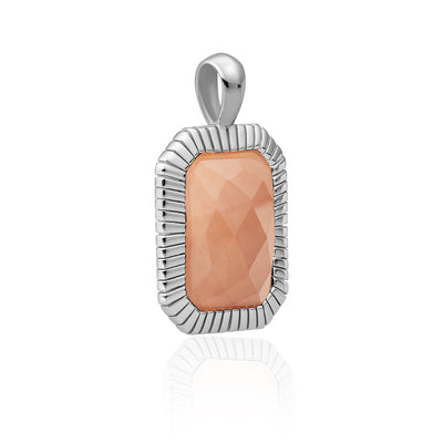 Zilveren hanger amulet met echte edelsteen rhodonite peach kleur Sparkling Jewels #kleur_zilver