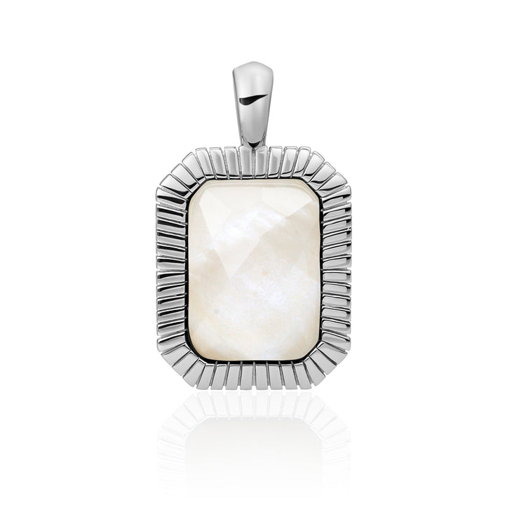 Zilveren parelmoer baguette amulet pendant hanger Sparkling Jewels #kleur_zilver
