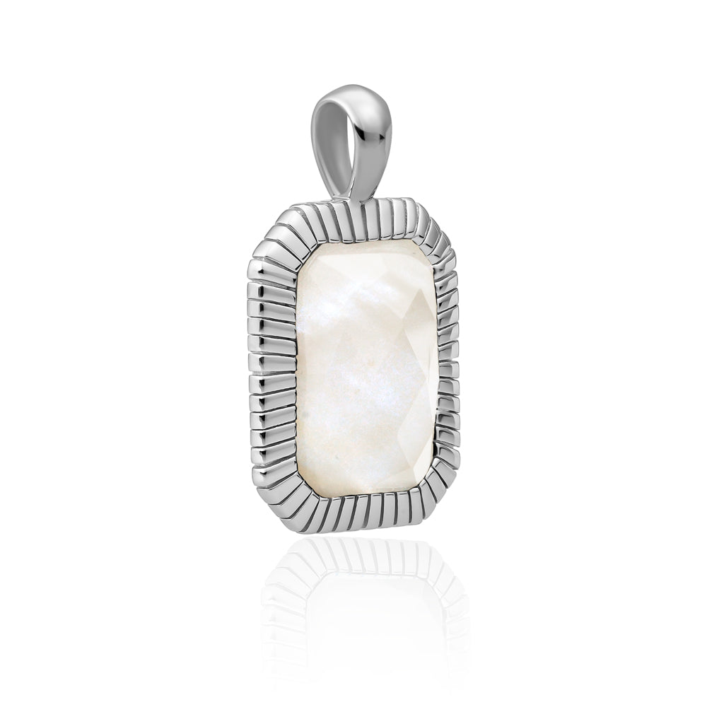 Mother of pearl pendant hanger zilver met baguette motief Sparkling Jewels #kleur_zilver