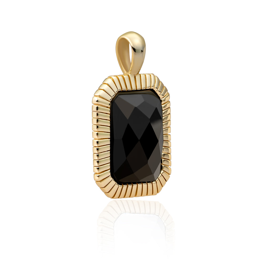 Ketting sieraad met echte edelsteen Onyx zwart met gouden hanger Sparkling Jewels #kleur_goud