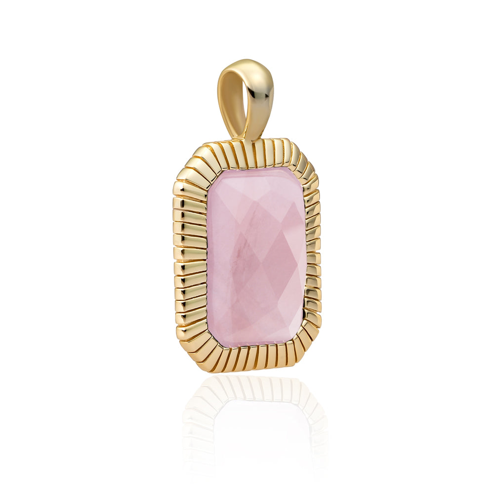 Product afbeelding met ketting hanger rose quartz edelsteen #kleur_goud