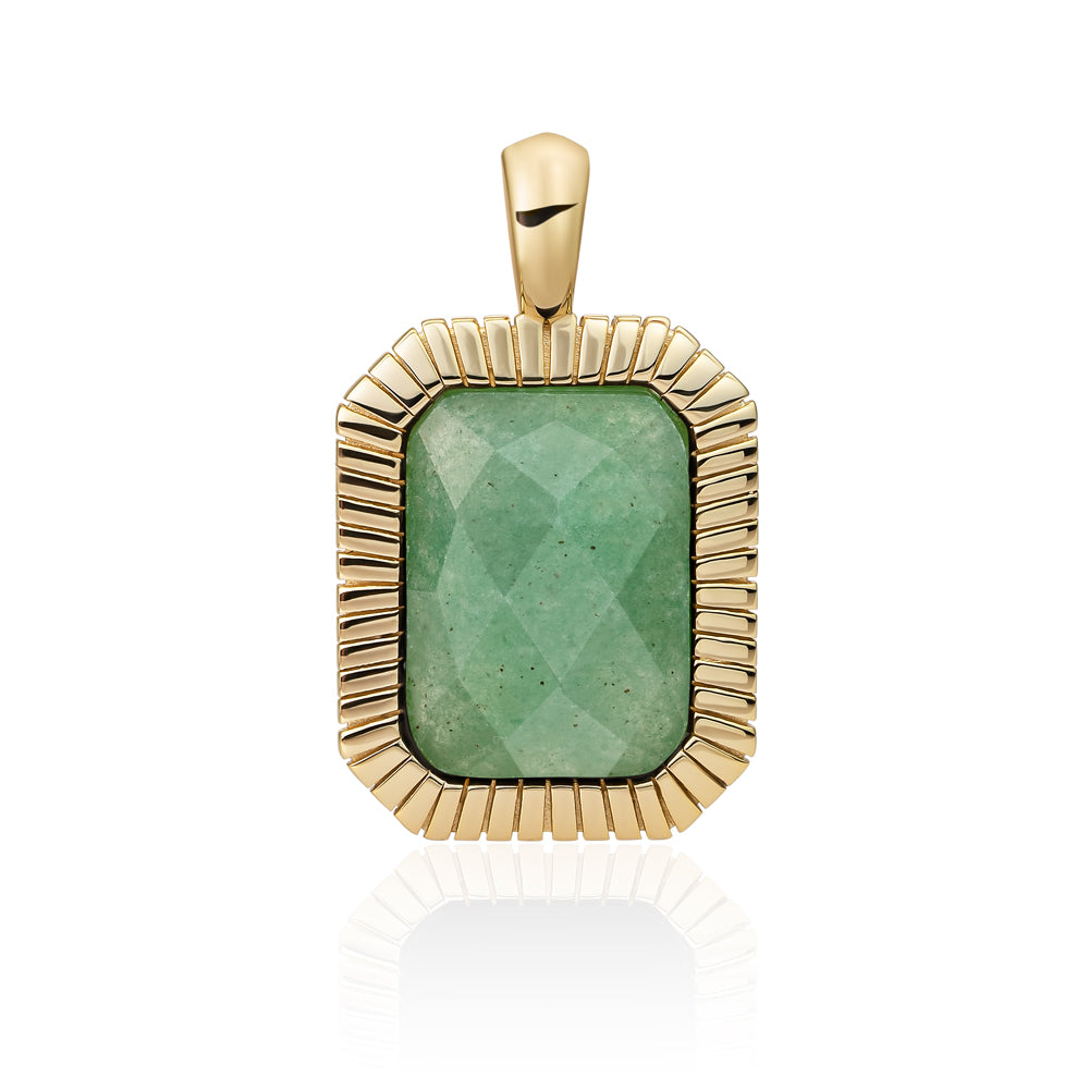 Gouden pendant baguette met groene aventurijn edelsteen Sparkling Jewels #kleur_goud