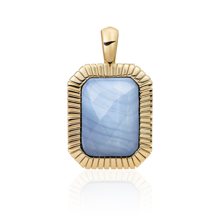 Gouden amulet met blue lace agate van Sparkling Jewels #kleur_goud