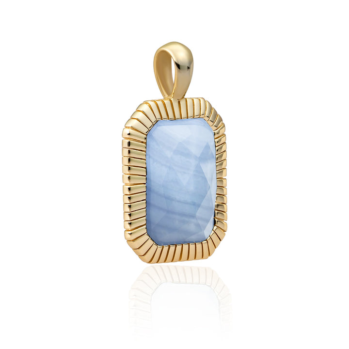 Blue Lace Agate ketting hanger in het goud van Sparkling Jewels #kleur_goud