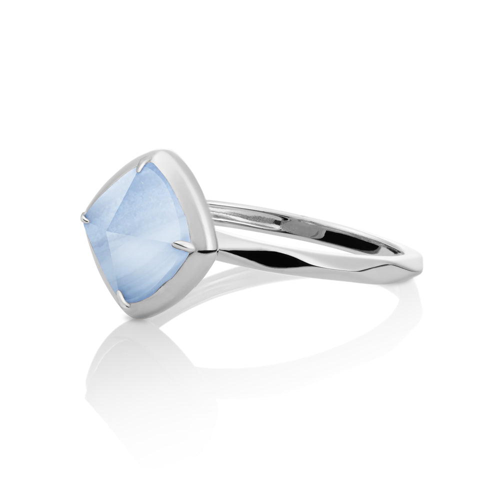Edge Ring Blue Lace Agate | Zilver