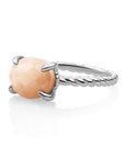 Twist Ring Peach Rhodonite - zilver
