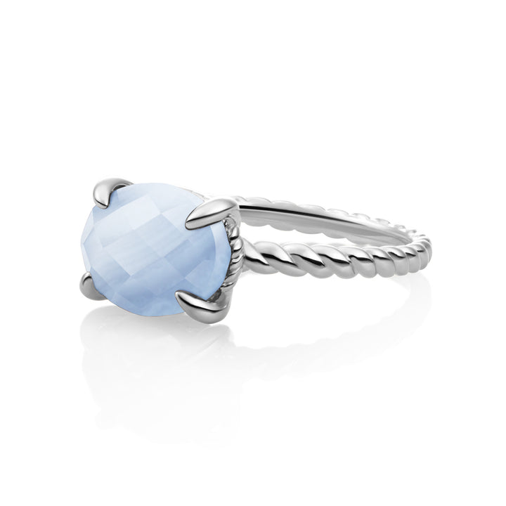 Twist Ring Blue Lace Agate - Silver