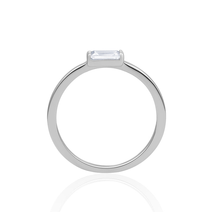 zilveren sparkling jewels sieraad ring met CZ steen transparant
